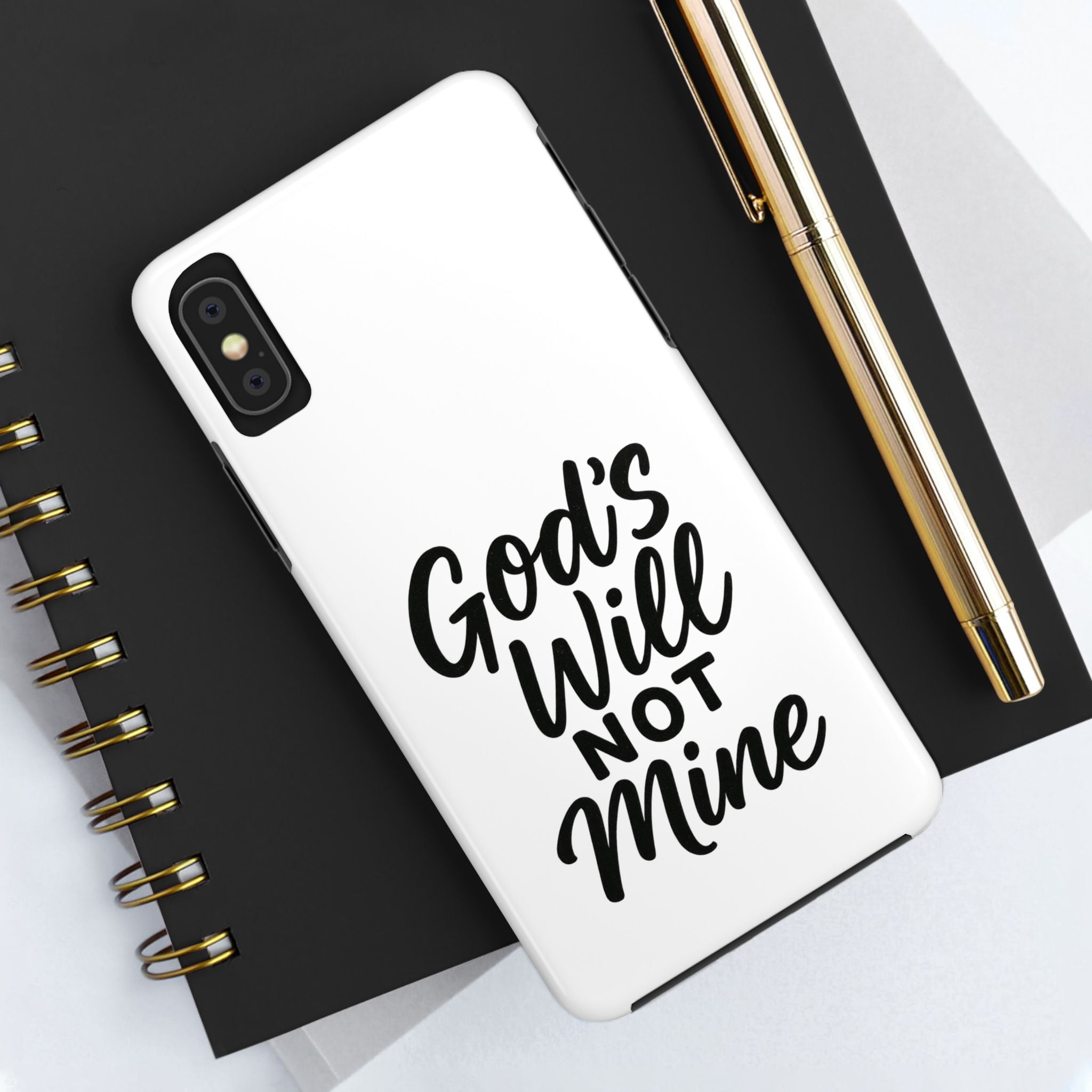 Tough Phone Case with Inspirational Quote, Durable Cases for Teens, God’s Will Not Mine Design, Gift for Friends, Unique Phone Accessories