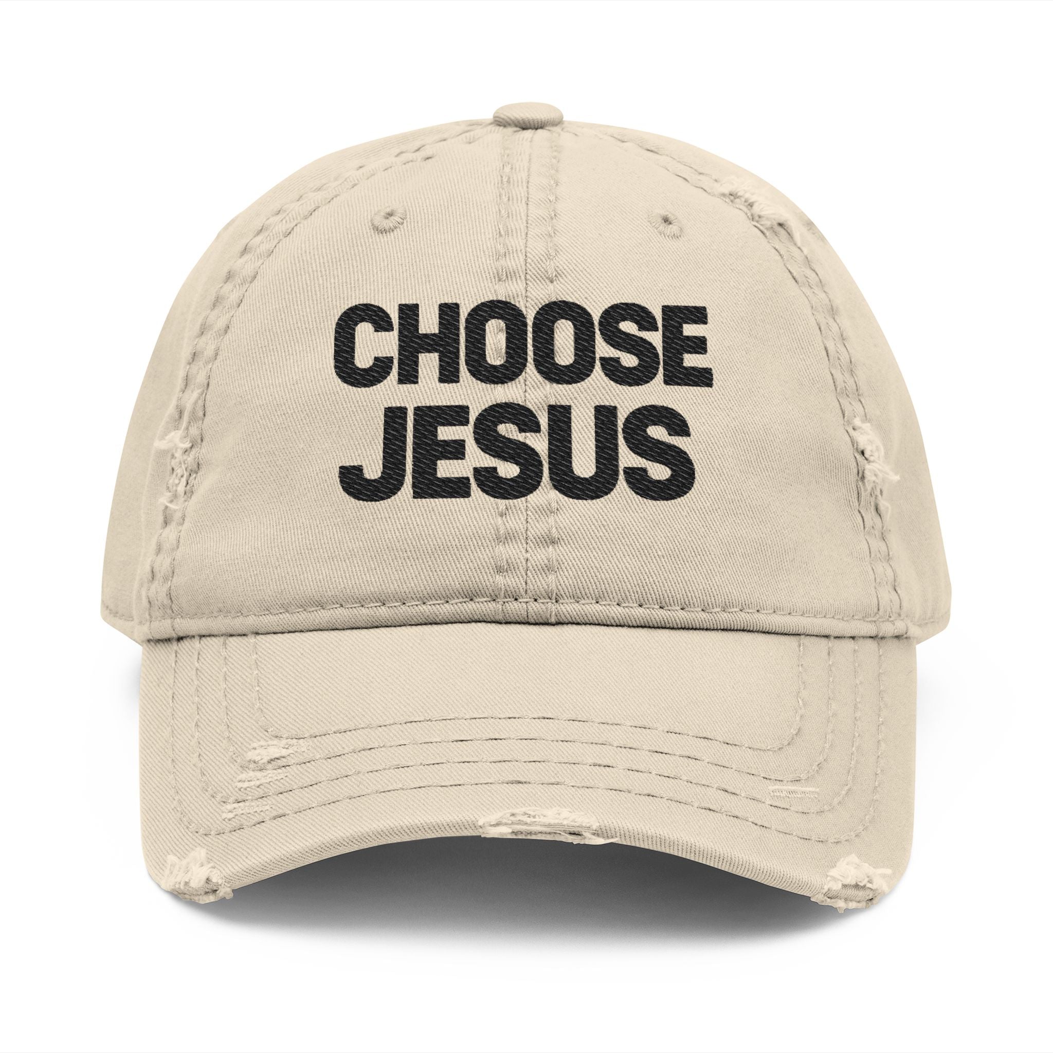 Choose Jesus Distressed Dad Hat — Embroidered Faith-inspired Christian Baseball Cap