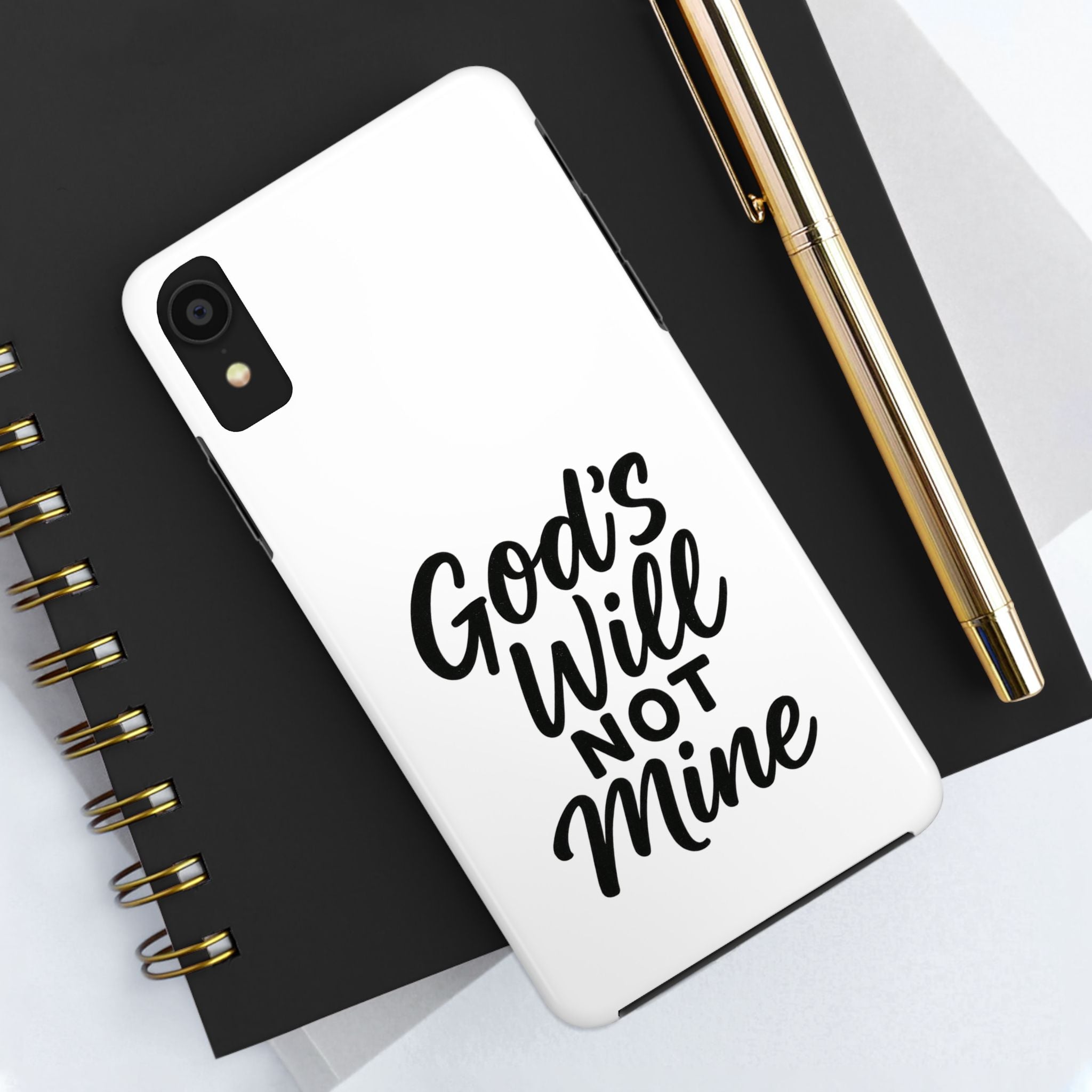 Tough Phone Case with Inspirational Quote, Durable Cases for Teens, God’s Will Not Mine Design, Gift for Friends, Unique Phone Accessories