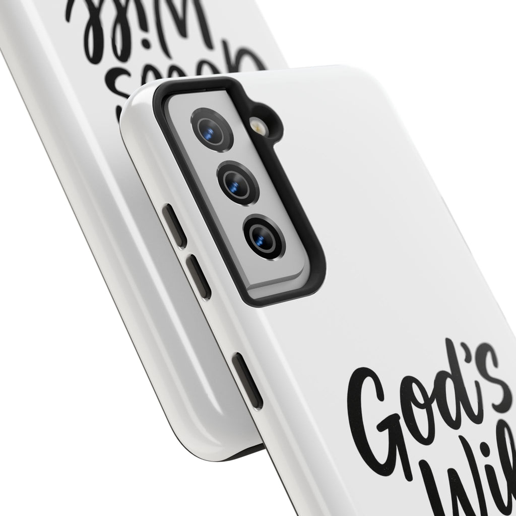 Tough Phone Case with Inspirational Quote, Durable Cases for Teens, God’s Will Not Mine Design, Gift for Friends, Unique Phone Accessories
