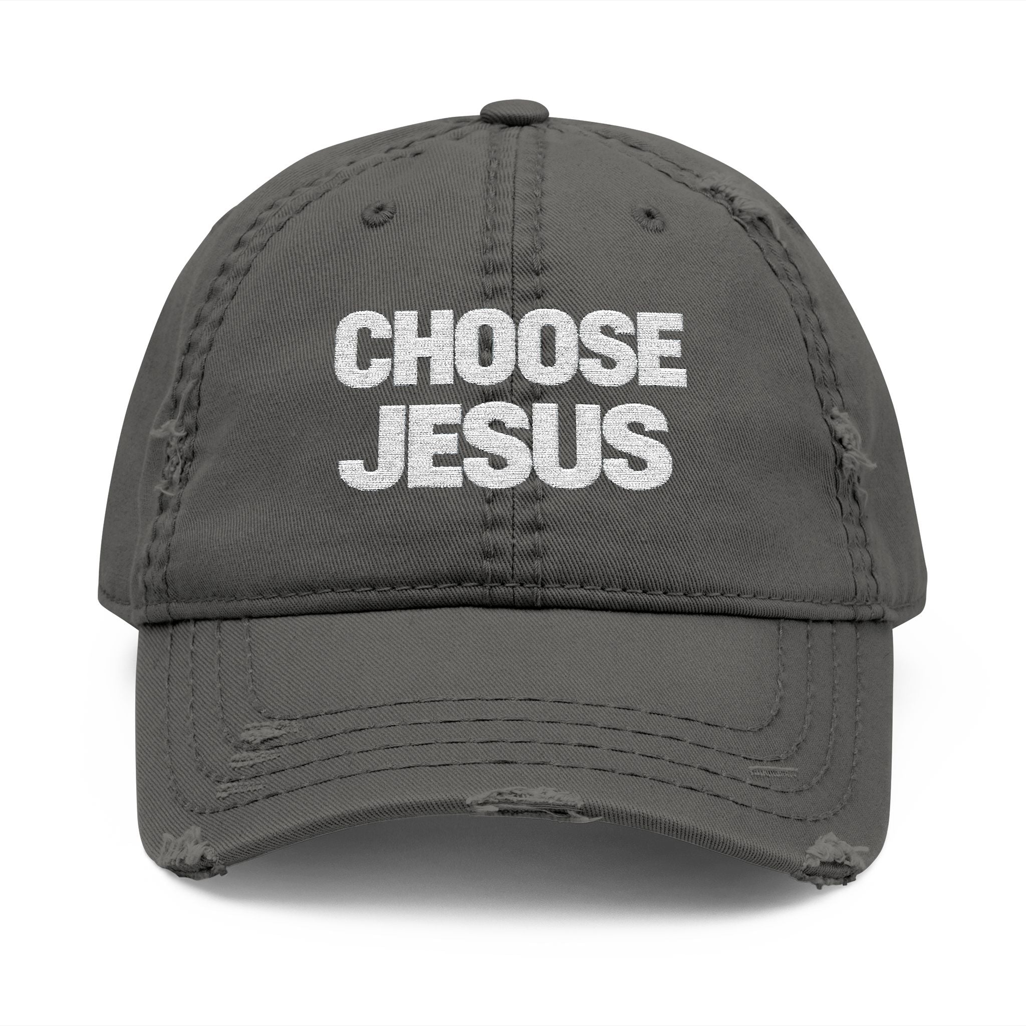 Choose Jesus Distressed Dad Hat — Embroidered Christian Baseball Cap