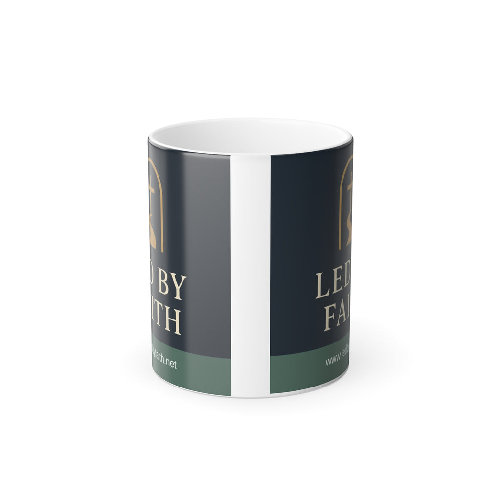 Color Morphing Mug — 'Led by Faith' Inspirational Coffee Cup (11oz)