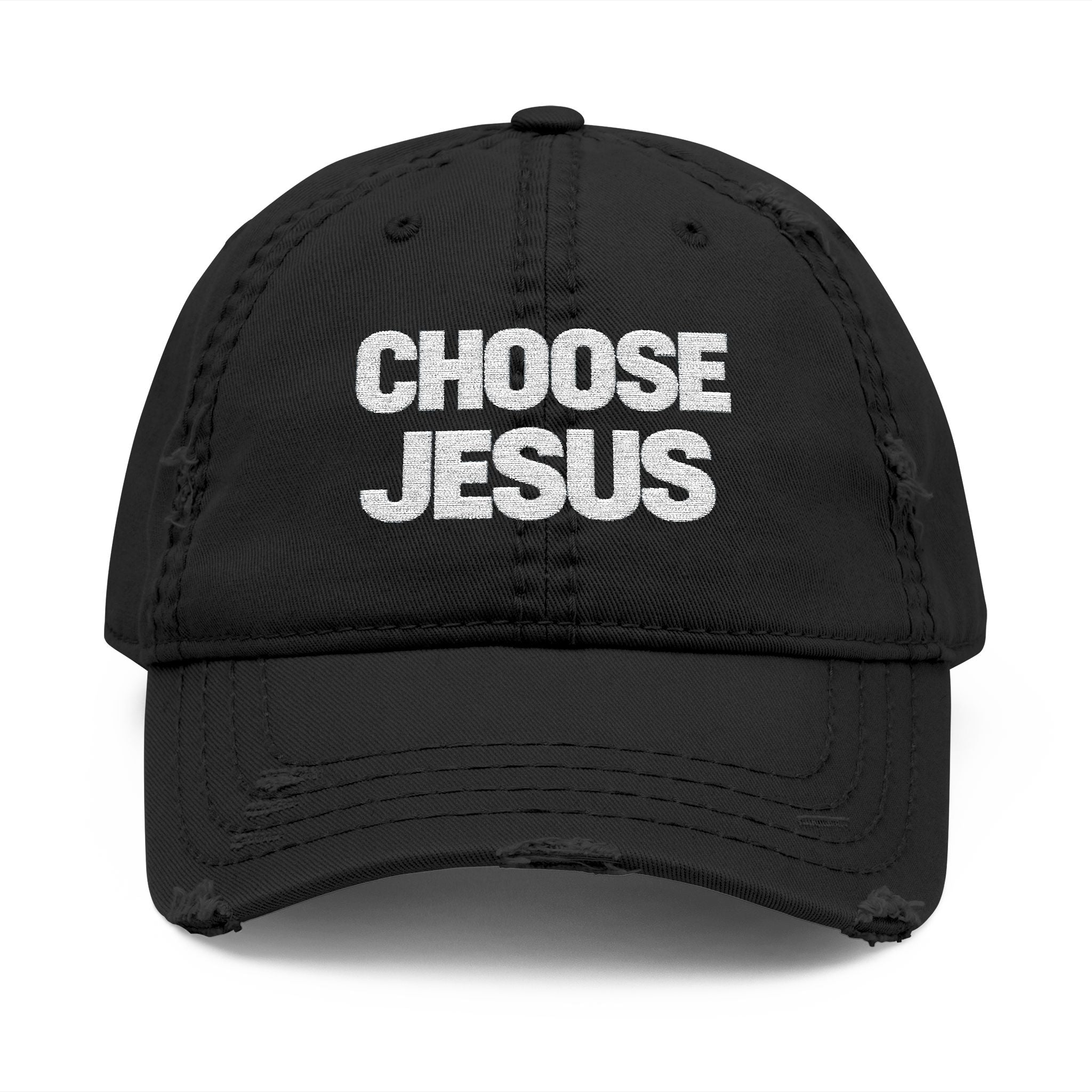 Choose Jesus Distressed Dad Hat — Embroidered Christian Baseball Cap