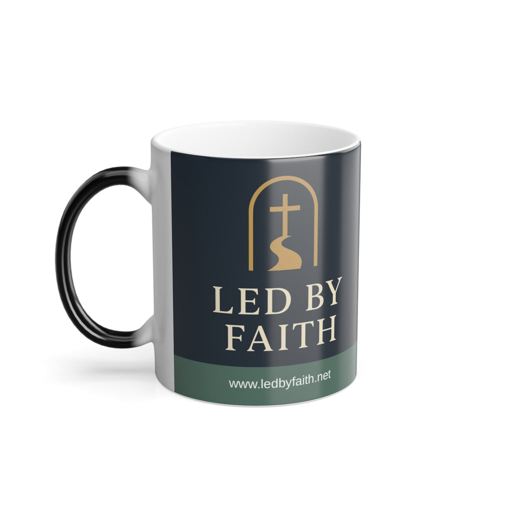 Color Morphing Mug — 'Led by Faith' Inspirational Coffee Cup (11oz)