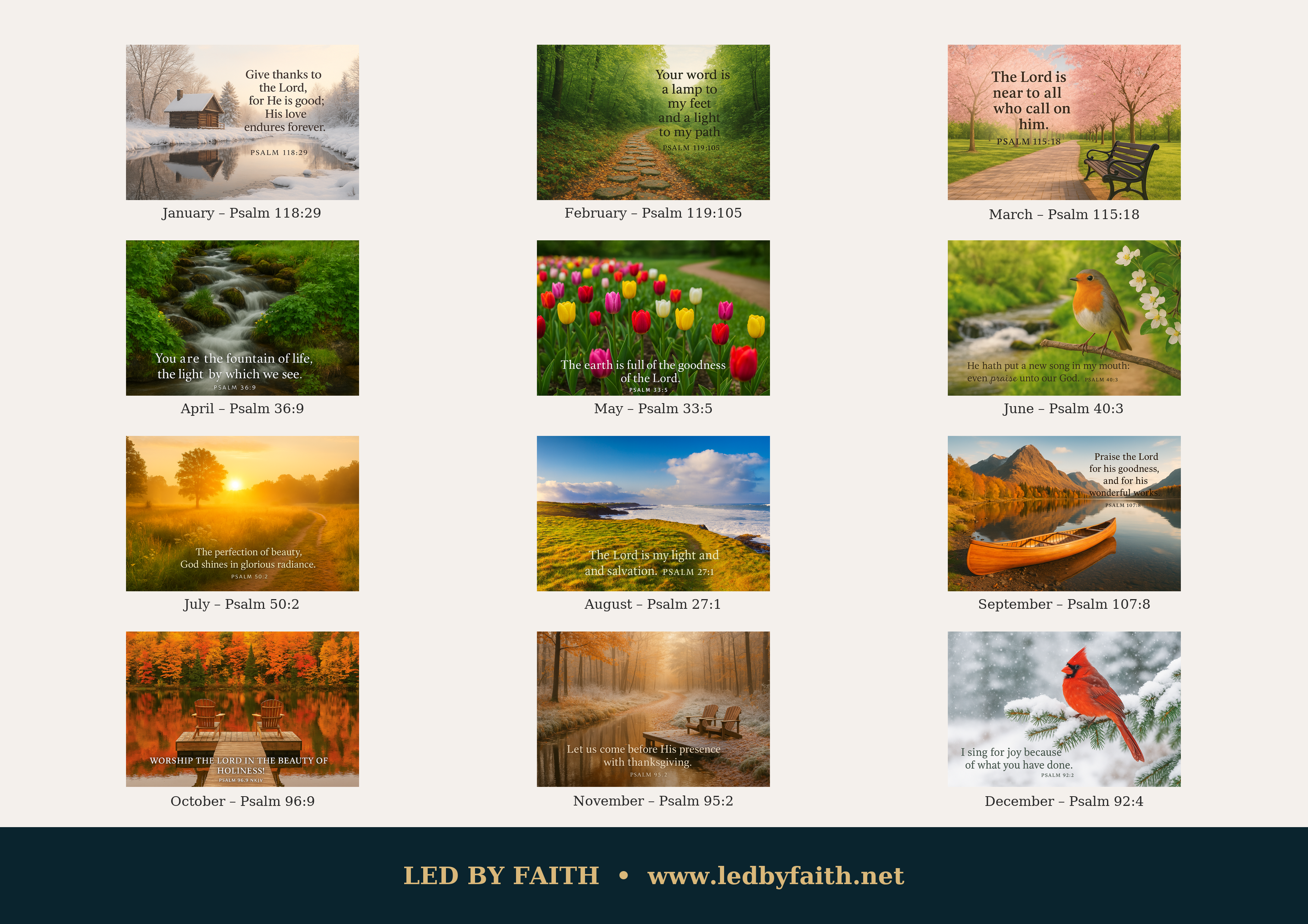 Psalms: A 2026 Inspirational Wall Calendar by Led by Faith