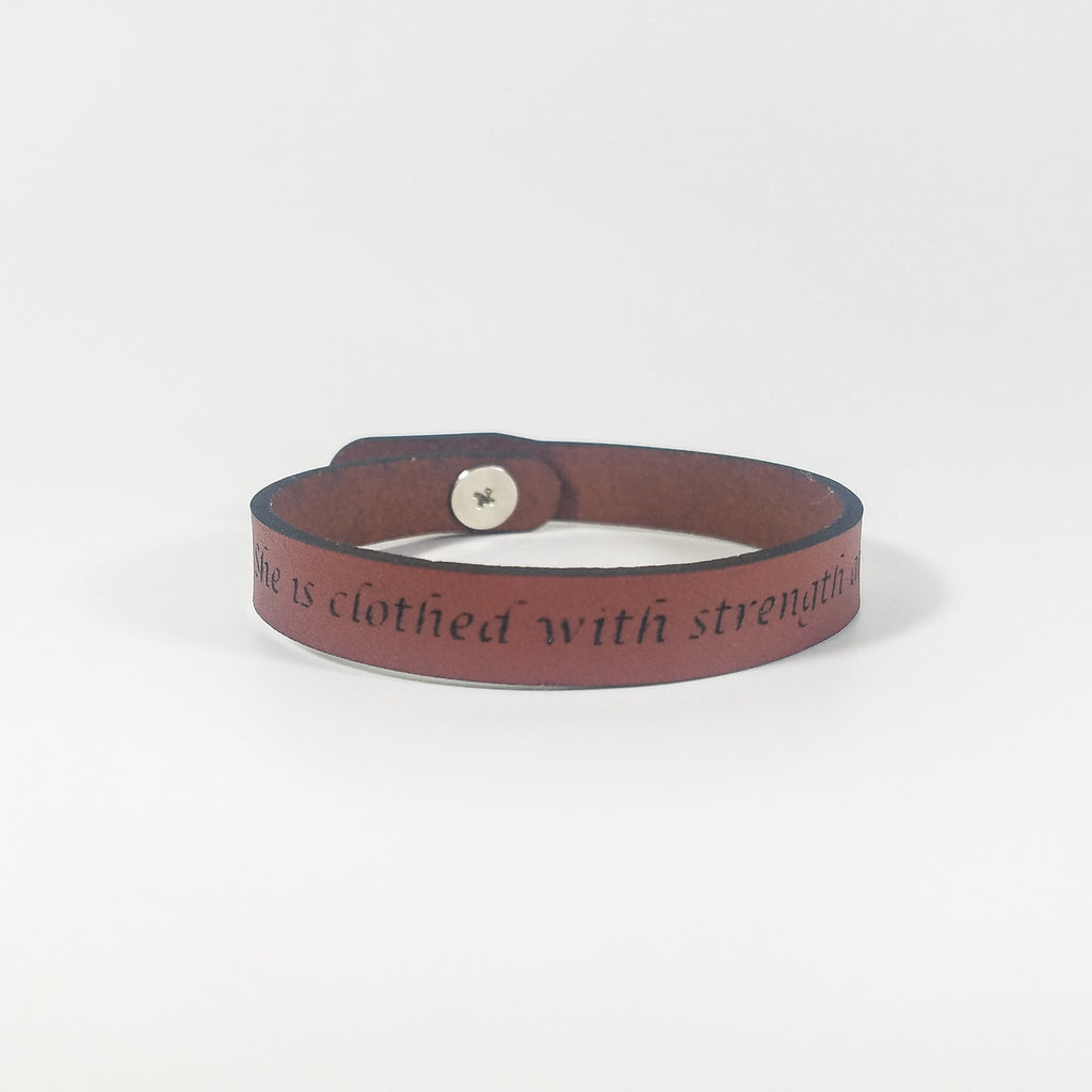 Spiritual Quote Bracelets - She is clothed with strength and dignity